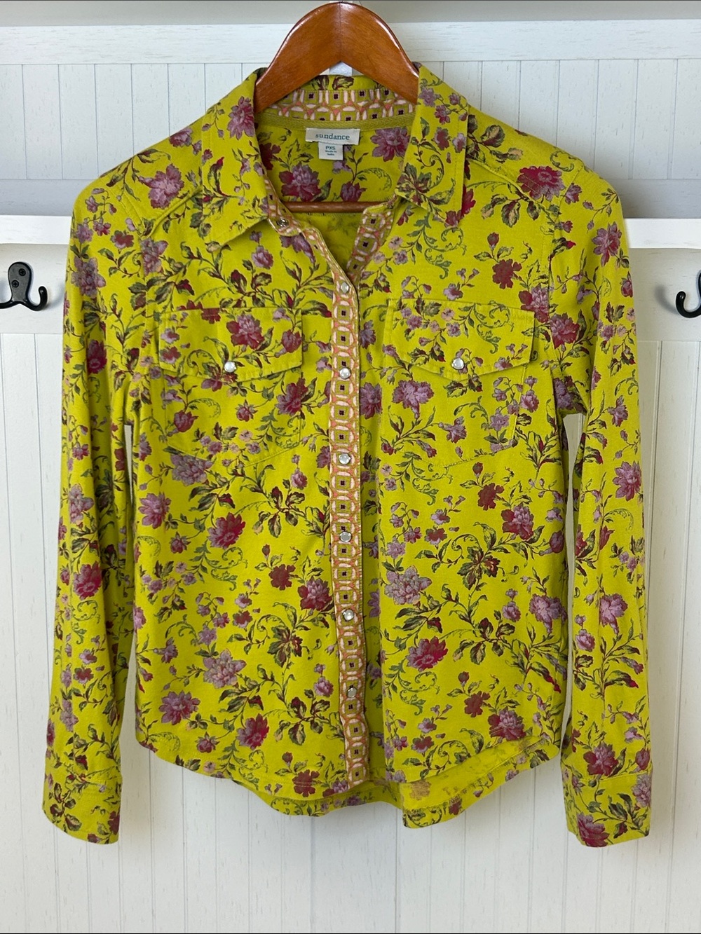 Sundance Floral Cotton Boho Western Button Up Shirt PXS